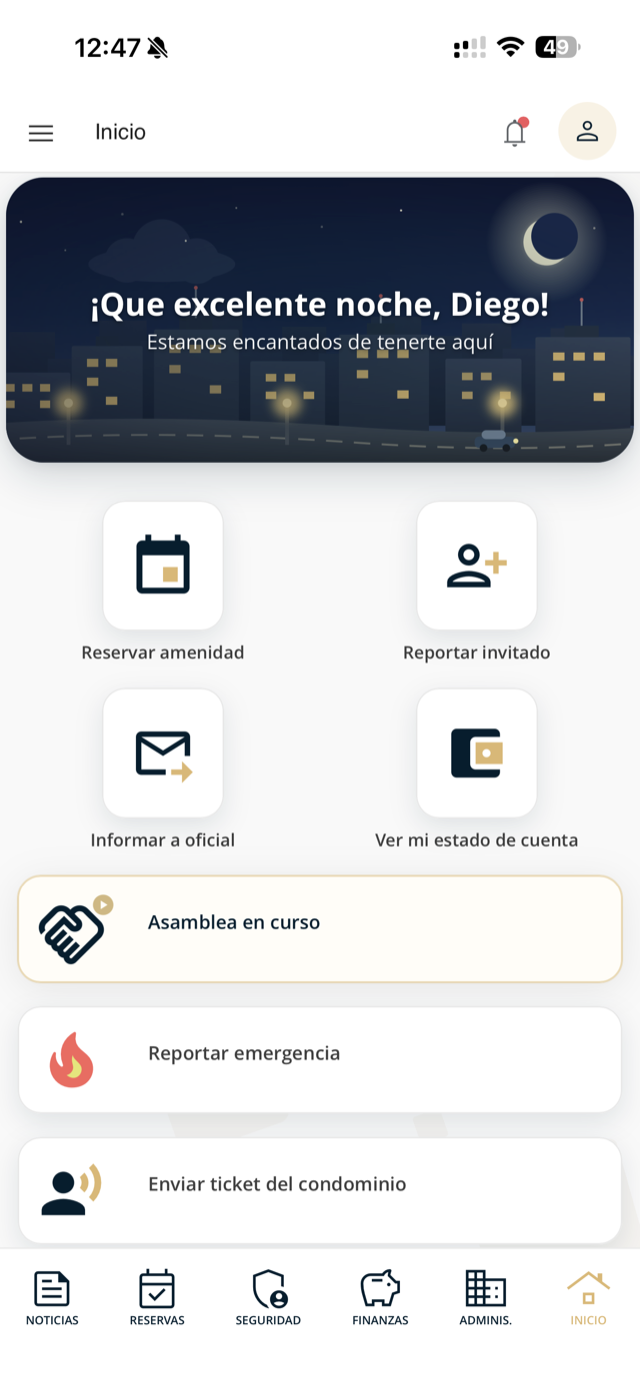 Screen of the Aditum platform